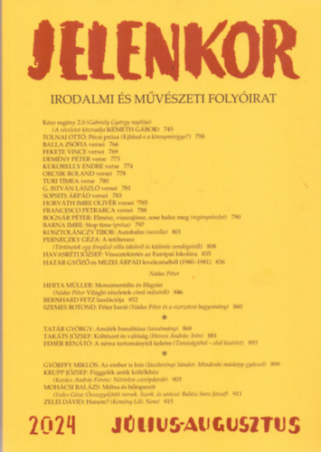 Jelenkor - Irodalmi és művészeti folyóirat - 2024. július-augusztus